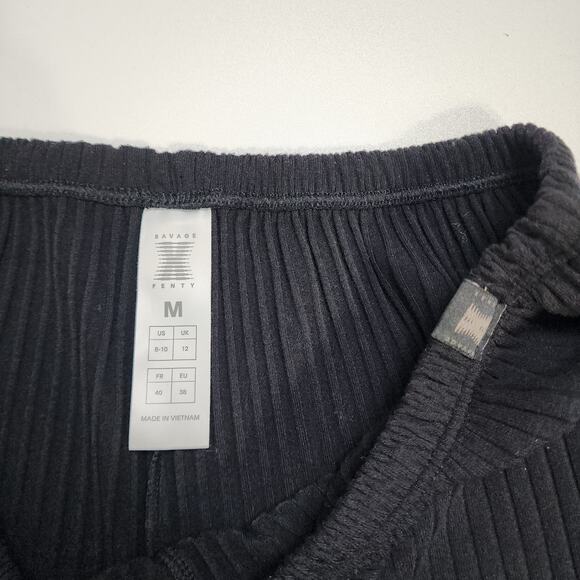 Savage X Fenty Womens Thicc Rib Wide-Leg Pant Size‎ Medium Black Caviar Lounge - Picture 6 of 10